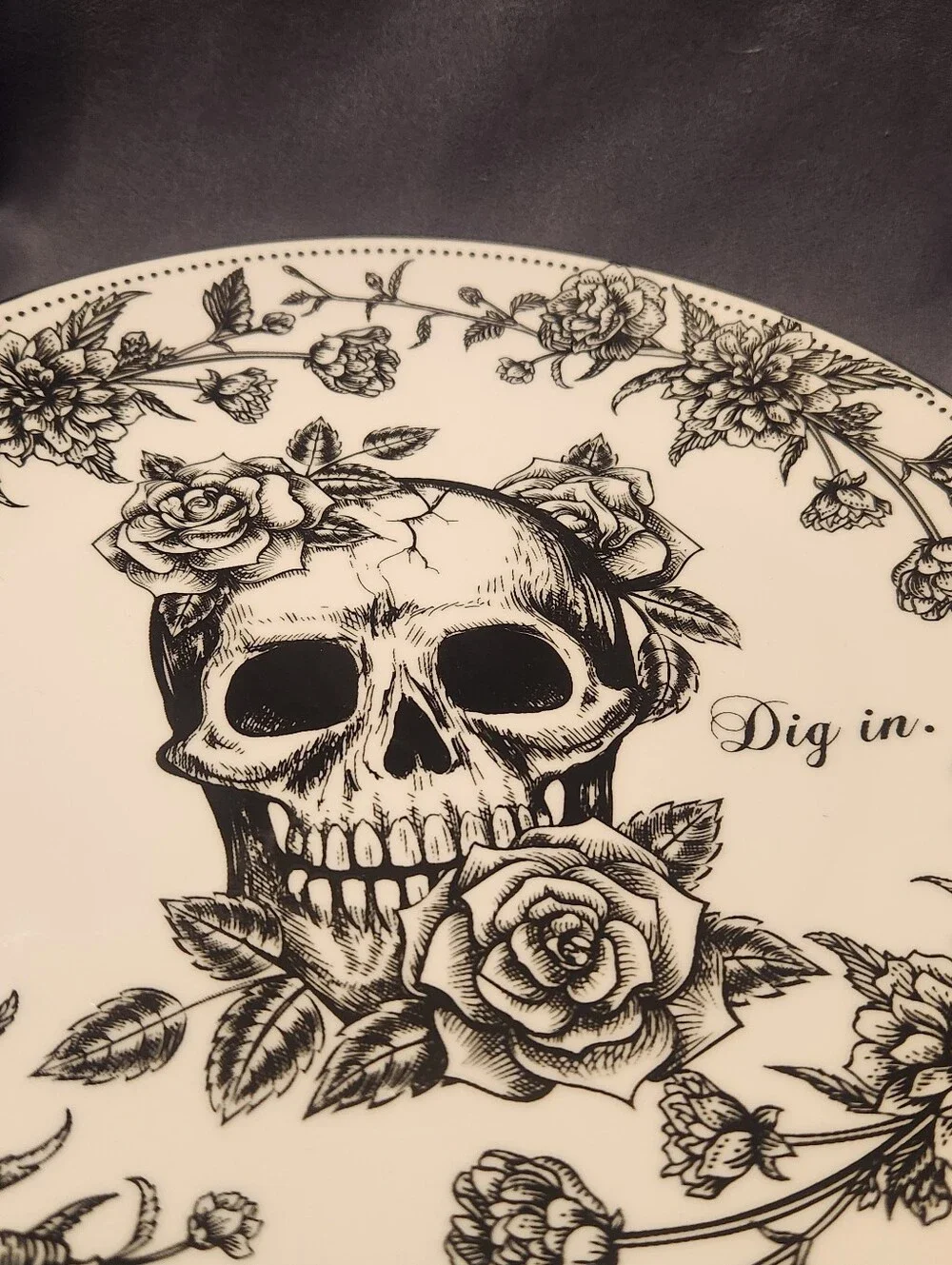 Halloween Strawberry Street Skeleton & Roses 10 1/2